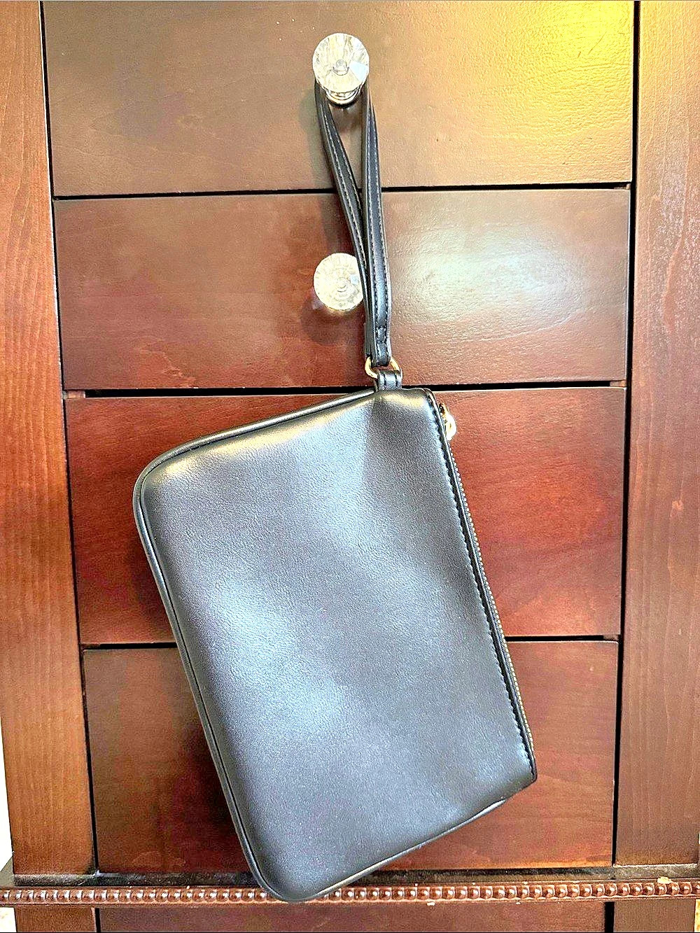 Express Black Leather-Look Wristlet